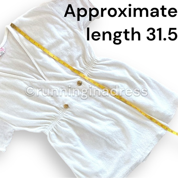 Vintage 80’s  Nautical Terrycloth Wrap Swim Cover Up Robe In White - Picture 14 of 16